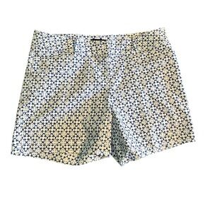 The Limited Blue White Geometric Tile Print Shorts Womens Size 12 Flat Front